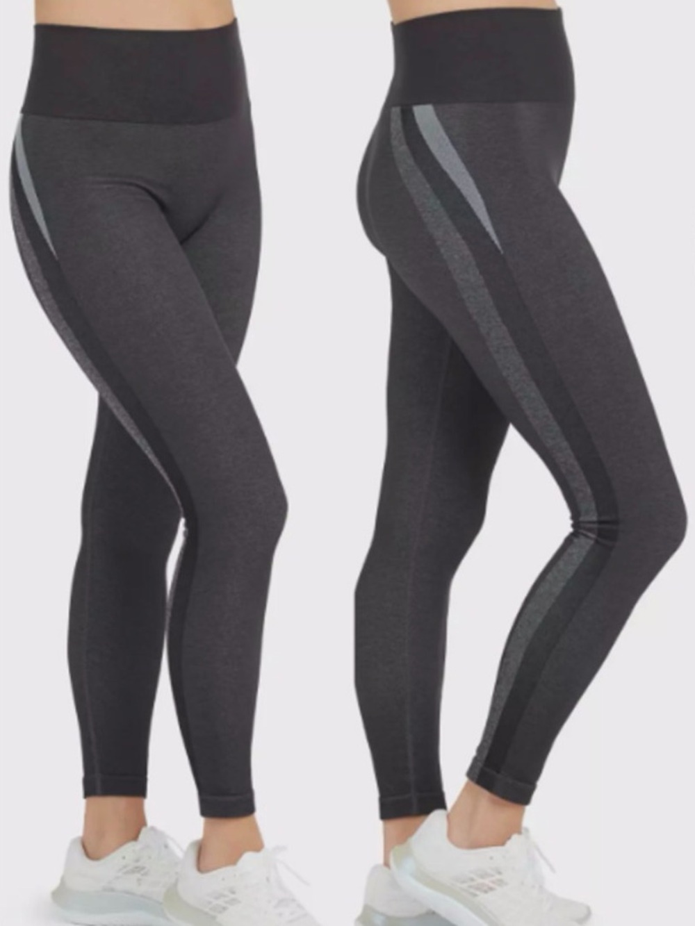 SPANX Look At Me Now Seamless Track Stripe Leggings Black Size 1X 50232R